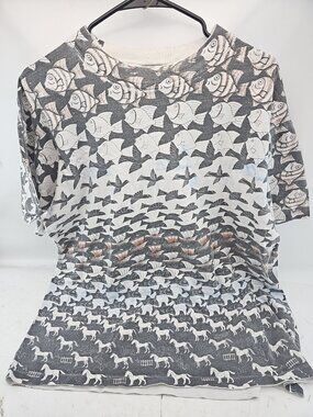 Vintage Andazia M.C. Escher Metamorphosis All Over Print Tee